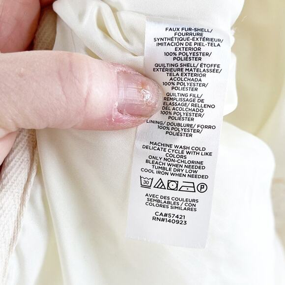 Loft Long Sleeve Button-Front Cozy Sherpa Quilted Coat Cream Small - Picture 4 of 4